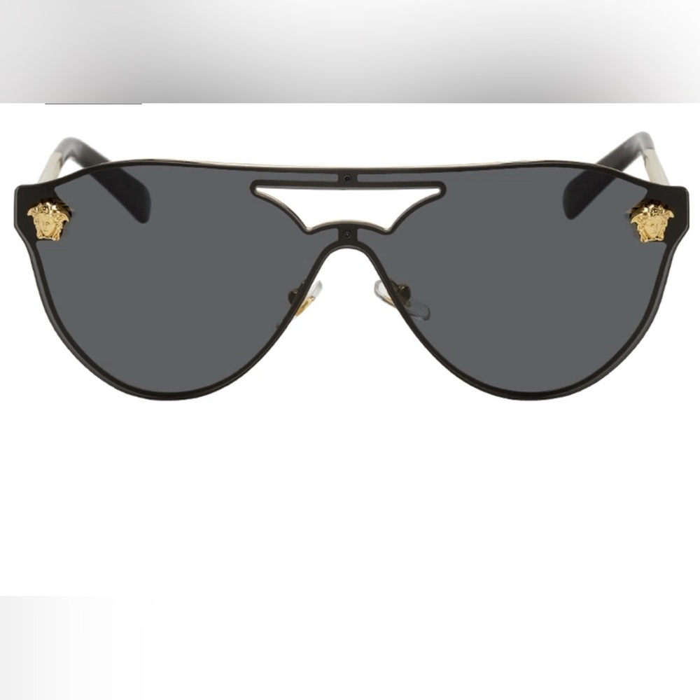 Versace Black & Gold Medusa Aviator Sunglasses Women’s New